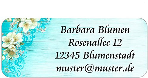 Adress-Etiketten - Adress-Aufkleber Flower mit Ihrem Wunschtext, 160 Stück, ca. 56 x 23 mm, für 1 bis 5 Zeilen Text