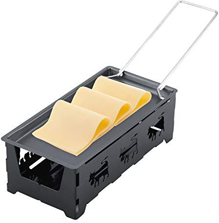 GLOGLOW Mini Raclette Set, Portable Non-Stick Cheese Raclette Rotaster Compact Baking Tray Stove Set Home Kitchen Grilling Tool