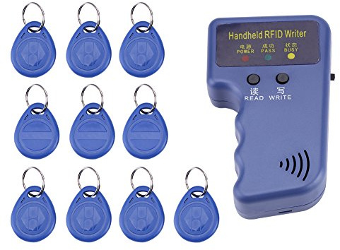 RFID-Karten-Kopierer, tragbarer Schreiber/Leser/Duplikator 125 KHz + blaues ID-Etikett 10 Stück