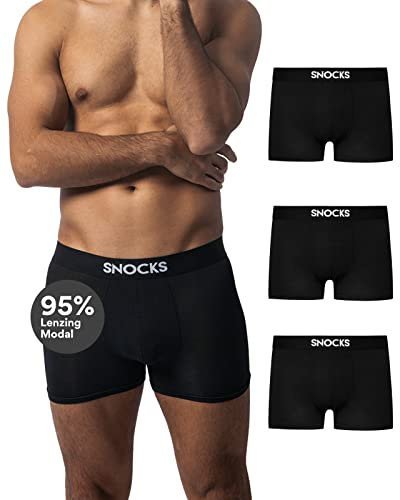 Snocks Premium Boxershorts Herren aus weichem Lenzing Modal (3er Pack) - Ultraleichte und Atmungsaktive Boxershorts - Unterwäsche Männer ohne Kratzenden Etiketten - Gr. 3XL - Farbe Schwarz