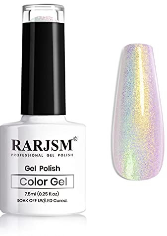 RARJSM Shell Glitter Gel Nail Polish,Metallic Green Pearl Gel Nail Polish,Ocean Mermaid Effect Sparkle Shiny Clear Pastel Nail Gel Cured With UV Led Nail Lamp 1 Piece 7.5ml Nail Art Manicure (DZ09)