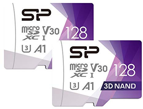 Silicon Power - Paquete de 2 Tarjetas Micro SD de 128 GB U3 Compatible con Nintendo Switch, Tarjeta de Memoria microSD SDXC microsdxc de Alta Velocidad con Adaptador