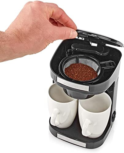 TronicXL Camping Mini Kaffeemaschine klein + Tassen + Dauerfilter Filterkaffee Camper Zubehör Reise urlaub