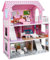 YUENFONG Puppenhaus Holz XXL Puppenvilla 3 Etagen Puppenstube mit Zubehör und Möbeln Holzpuppenhaus für Kinder, Mädchen, Geschenk, Geburtstag,60×23.7×70cm