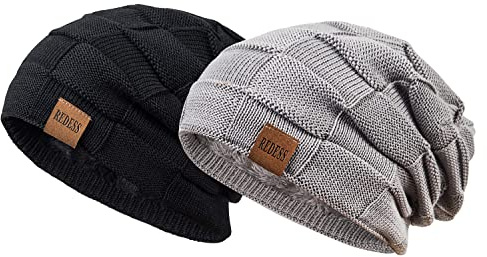 REDESS Beanie Hat for Men Winter Warm Hats Knit Slouchy Thick Skull Cap