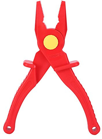 Oumefar Insulated Pliers, 7.7in Flat Nose Plastic Pliers Multi Functional Insulated Plastic Cutting Pliers Hand Tools for Instrument Installation