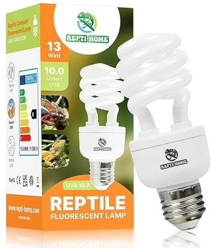 REPTI HOME Reptilien UVB Lampe Terrarium, 13W UVA UVB Lampe 10.0, E27 Terrarium Lampen für Schildkröten, Vöge, Bartagame, Echsen, Chamäleons