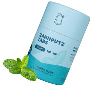 Zahnputztabletten Peppa Mint - Natürliche Zahnpflege mit Fluorid - Vegan & Plastikfrei - 125 Stück