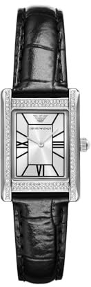 Emporio Armani Watch for Women, Quartz Movement and 31mm Case Size with Stainless Steel, Leather or Silicone Strap Smokey Black, 22MM