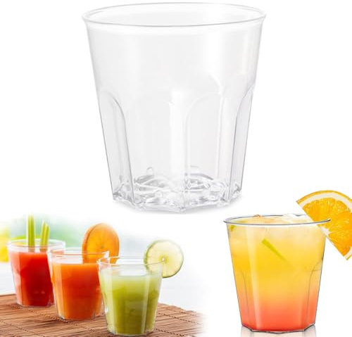 Lot de 20 verres en plastique transparent empilables en plastique acrylique pour bière, fête à la piscine, pique-nique et barbecue (transparent)