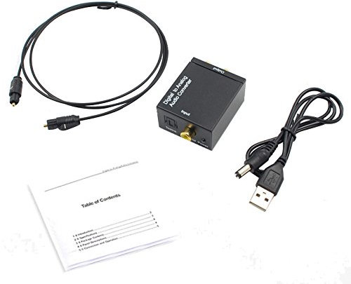 Jrifedptry Convertitore ottico coassiale Toslink digitale ad analogico audio adattatore L/R 3,5 mm