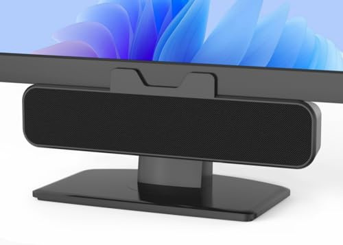 Inwa Altavoz para PC 10W, Speaker USB con Clip, Sonido estéreo HD, Clip para Monitor 0.1-1.1’, USB A/C para PC, Portátil, Sobremesa, Plug and Play (Negro, Tejido acústico)