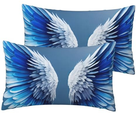 EdWal Funda de cojín decorativa con estampado de alas de ángel de 12 x 20 pulgadas, para sofá, cama, sala de estar, decoración del hogar