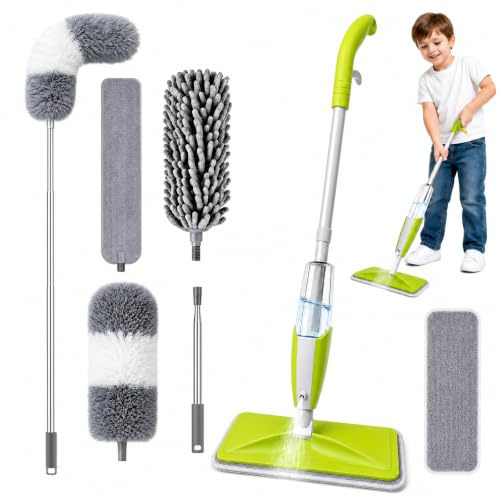 Kids Cleaning Set - Kids Spray Mop, Pretend Home Cleaning Play Set for Kids Age 6+, Housekeeping Pretend Play Toy, Montessori Kid Cleaning Toy Set, Christmas Birthday Gift for Girls Boys