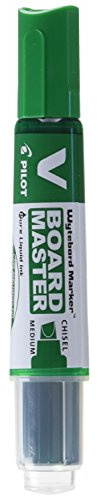 Pilot Begreen Recycled V Board Master Whiteboard Marker Chisel 2.2 - 5.2 mm Tip - Green, Box of 10