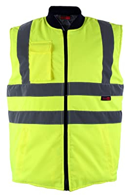 Blackrock Hi Vis Body Warmer Yellow/Navy Reversible Padded Gilet, Quilt Lined, Warm Work Body Warmer for Men and Women, Equestrian Hi Vis Reflective Gilet Security Safety Wear - Size Large
