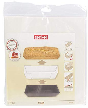 Zenker Carta da Forno Sagomata per plumcake, Bianco, 42x22x0.05 cm