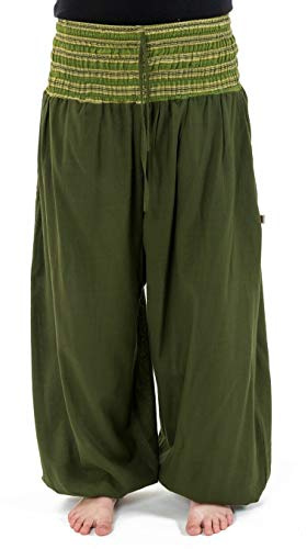 FANTAZIA - Pantalones Harem de Gran tamaño, Mixtos del ejército Verde pakho - Talla única Caqui, Caqui, Talla única Grande