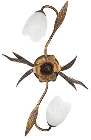 Onli 4240/PL2 Applique/Lampada da Parete, Marrone e bianco, 2 luci