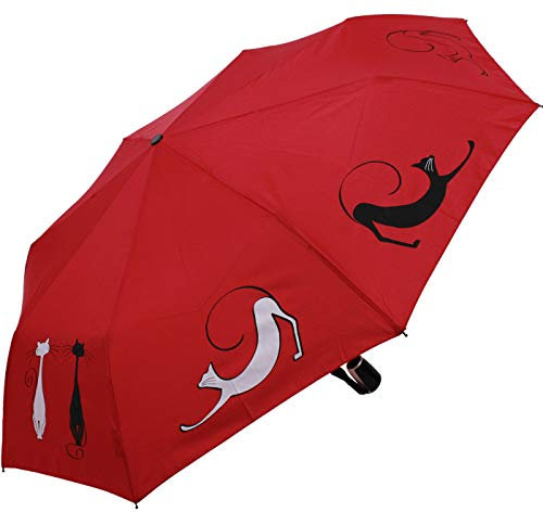 Doppler Mini Taschenschirm Auf-Zu-Automatik Cats Friends - Red