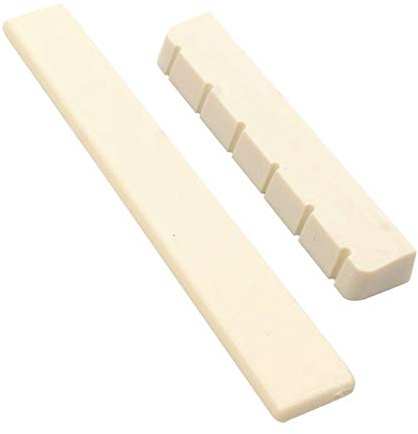 Alnicov Cejilla y puente para guitarra, de hueso de ganado ranurado, para reemplazo de guitarra acústica de 6 cuerdas