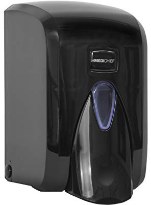 Medichief Dispensador de jabón espumoso montado en la pared de 500 ml | Dispensador manual negro | Dispensador de espuma para uso con desinfectante y líquidos de espuma de jabón, MDMF500W