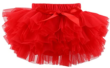 HOOLCHEAN Infant Toddler Baby Girls Super Soft Fluffy Tutu Skirt with Diaper Cover Bloomer Red, 1-2T