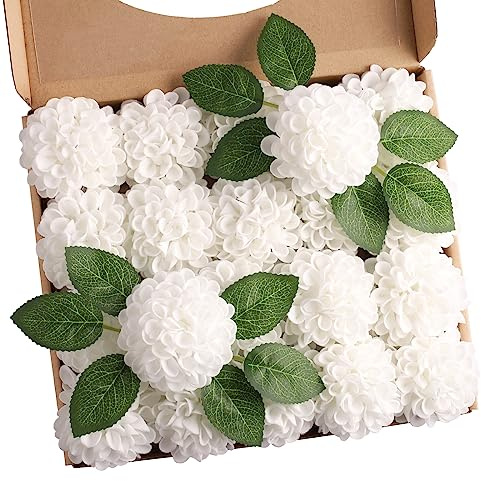 N&T NIETING Dalia artificiale, 20 pezzi, rose in schiuma finte con foglie e steli, per matrimoni, bouquet, decorazioni per feste, decorazioni per la casa