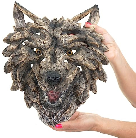 Mendler Deko Schädel HWC-H41, Wanddeko Kopf Trophäe, Polyresin Indoor Outdoor - Wolfskopf 32cm