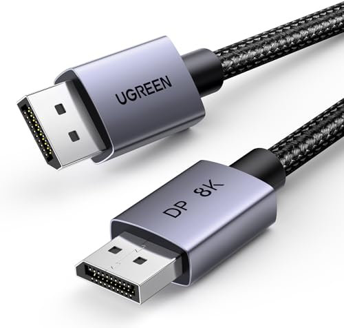 UGREEN 8K Displayport Kabel 1.4 8K 60Hz 4K 240Hz, VESA-Zertifiziert, Aluminium DP kabel 32.4Gbps Kompatibel mit HDR, FreeSync, G-Sync, DSC 1.2, HDCP 2.2 für PC, HDTV, Monitor, Grafikkarte(1M)