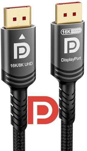 Ubluker 80Gbps DisplayPort 2.1 Cable 1.5M, Certified DP to DP Cord 4K 540Hz 360Hz 240Hz 165Hz 120Hz 16K 8K 240Hz Ultra High Bit Rate UHBR20 DSC1.2a Ryzen 7900X GeForce RTX5090 Laptop PC Monitor