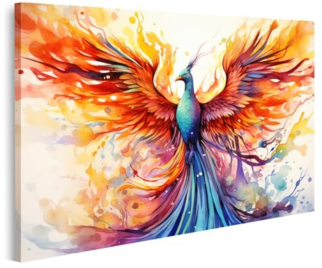 islandburner Cuadro sobre lienzo Colorido Hermoso Fénix Quemando Cuadros Murales Póster
