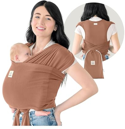 KeaBabies D-Lite Baby Sling - D-Lite Elastic Baby Sling Newborn, Easy to Put on Baby Carrier Newborn from Birth, Ring Carrier Baby Sling Without Tying (Terracotta)