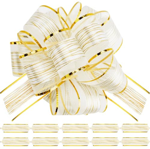 jijAcraft 12 fiocchi da regalo bianchi, grandi, autoadesivi, 16 cm, bianchi, per confezioni regalo, bottiglie di vino, decorazioni natalizie, fioristi