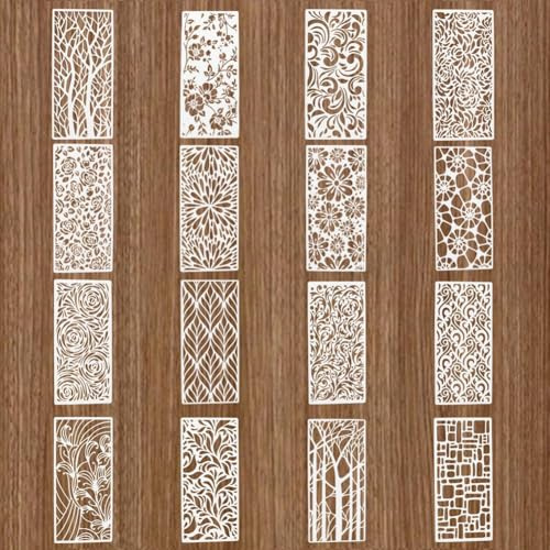 UNICRAFTALE Circa 16 stencil floreali a forma di foglie, pittura floreale, riutilizzabile, in plastica, stencil da disegno, per legno, tela, parete, carta, decorazione, mobili, scrapbooking