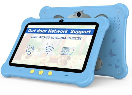 redbeat Tablette pour Enfants, Tablettes Android 7 Pouces, Stockage 32 Go (TF Expansion 512 Go), Tablette WiFi Compatible avec Carte SIM, étui Antichoc, Contrôle Parental, Double Caméra