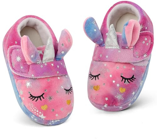 LACOFIA Chaussons Fille Pantoufles Peluche Hiver Enfant Chaussures Doux de Maison Antidérapantes