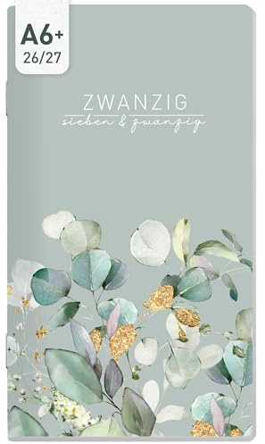 Häfft® Monatskalender 26/27 Taschenkalender A6+ Square Minty Leaves