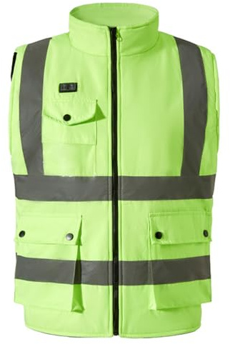 QZYGWCS Chaleco Calefactable Unisex Reflectante para Trabajo 27 Zonas de CalefaccióN Calentamiento Inteligente 3 Temperaturas Ajustables para Exteriores (FR/ES, Letras, 5XL, Regular, Regular, Verde)