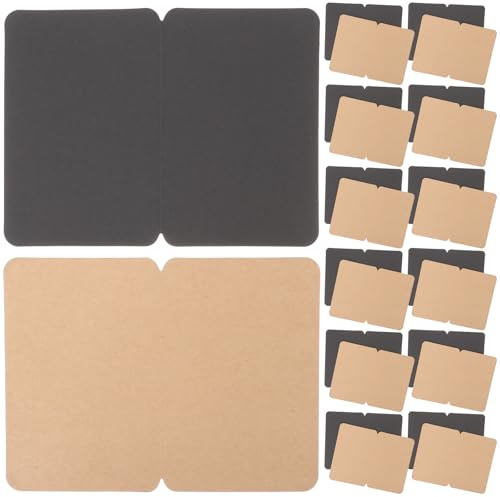 FOMIYES Lot de 50 Cartes de Vœux Pliables en Papier Kraft 2 Pages, 25 en Couleur Kraft Naturel 25 Noires, Cartes Vierges pour Diy, Coins Arrondis, pour Messages, Invitations
