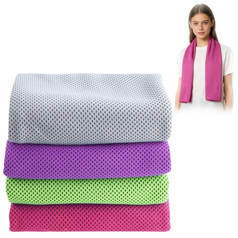 Serviette Rafraichissante Lot de 4 Serviettes Rafraîchissantes de Sport 30 x 100cm Summer Cooling Towel Doux Respirant Serviettes-Froides pour Hommes Femmes été Fitness Yoga Courir Randonnée (B)