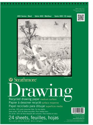 Pro-Art Strathmore Recycled Drawing Spiral Paper Pad 14 x 17-inch, 24 Sheets