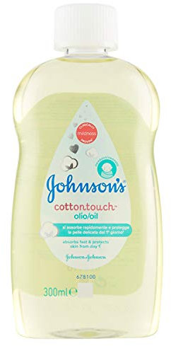 Johnson's Baby Olio Cottontouch, Olio corpo idratante per pelli sensibili e delicate, Olio neonato con vero cotone per il massaggio quotidiano, Olio Johnson's Baby Oil per bambini e adulti, 300 ml
