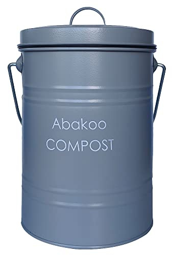 Abakoo Stainless Steel Compost Bin - Premium Grade 304 Stainless Steel Kitchen Composter - Includes 4 Charcoal Filter, Indoor Countertop Kitchen Recycling Bin Pail (1.0 Gallon (Gray))
