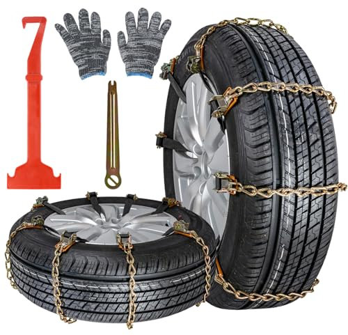 8pcs Snow Chains for Cars Ninonly Stainless Steel Snow Chains for Tyres Universal Anti-Skid Emergency Adjustable Snow Tyre Chain SUV For Ice Snow Mud Road Safety Tire Width 165mm-275mm