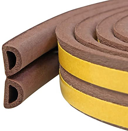 Dichtungsband für Türen Fenster, 6mmx9mmx24m(L) Türdichtung Selbstklebendes Fensterdichtung Schaumstoffband Türen Fenster, Anti-Kollision/Gegen Kalte Zugluft Lärm/D-Profil Türdichtungen(Brown)