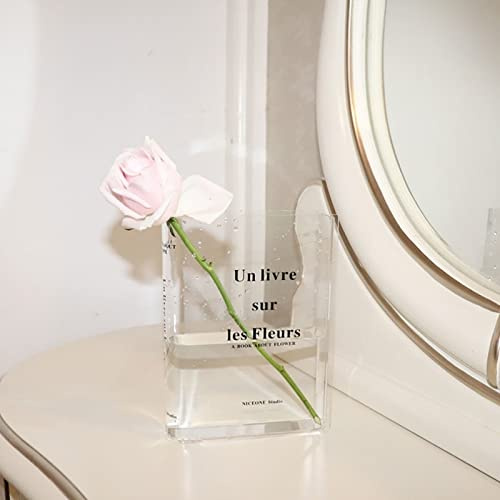 Nimomo Bokvas transparent bokvas transparent bokvas för blommor blomvas tulpanvas bokblomma vas bokvas för sovrum bordsdekoration bokform blomvas minimalistisk