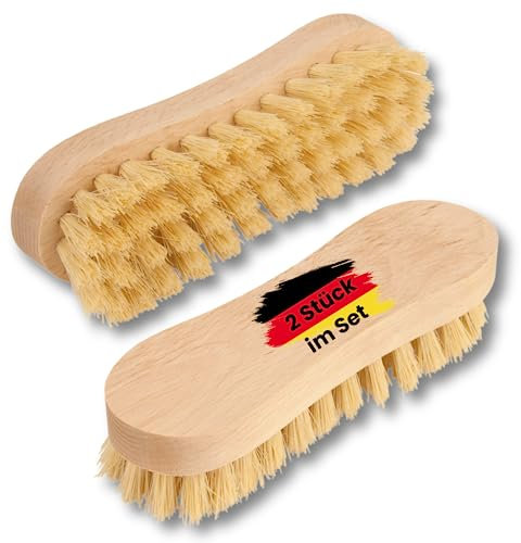zederle Scheuerbürsten mit ergonomischem Griff aus Buchenholz (2 Stück) weiche Borsten, Wurzelbürsten für perfekte Reinigung, Putzbürste, Hand Schrubber, plastikfreies Naturprodukt