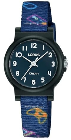 Lorus Reloj Infantil Analógico de Cuarzo con Correa de Silicona, Azul/Negro