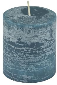 Homéa, Bougie Pilier D6,8 x H7,5 cm Rustique Coloris Bleu Paon